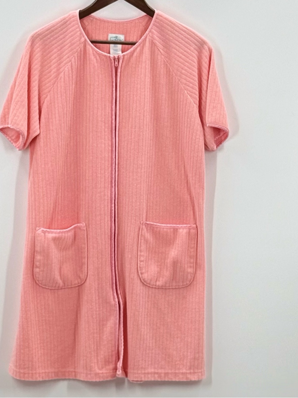 304 Womens Calypso Small Pink Zip-Front Pajama Robe with Patch Pockets